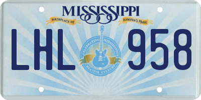 MS license plate LHL958