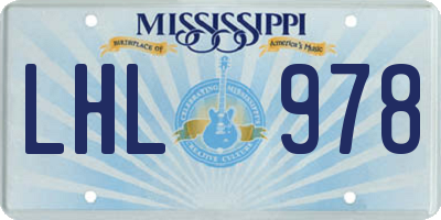MS license plate LHL978