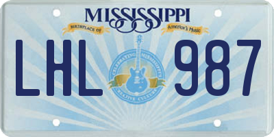 MS license plate LHL987