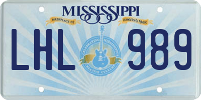 MS license plate LHL989