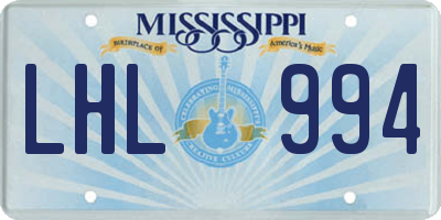 MS license plate LHL994