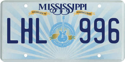MS license plate LHL996
