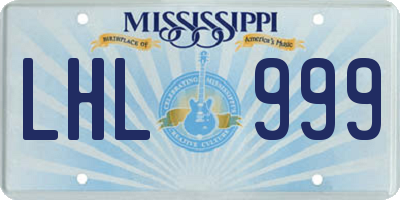 MS license plate LHL999