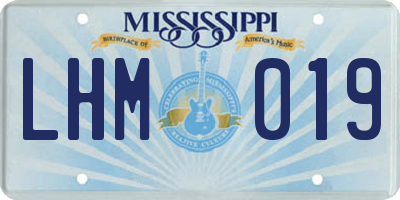 MS license plate LHM019