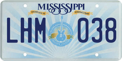 MS license plate LHM038
