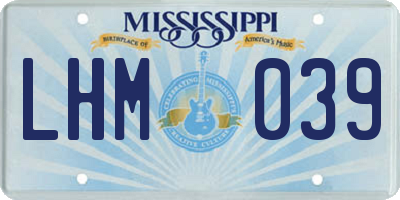 MS license plate LHM039