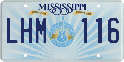 MS license plate LHM116