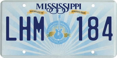 MS license plate LHM184