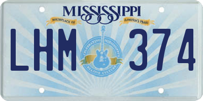 MS license plate LHM374