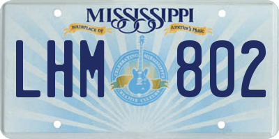 MS license plate LHM802