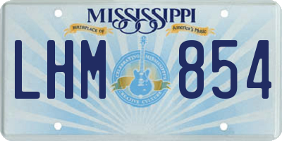 MS license plate LHM854