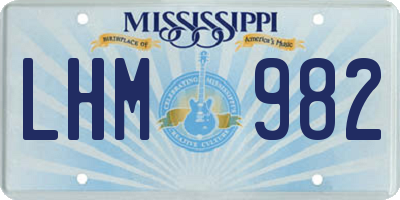 MS license plate LHM982