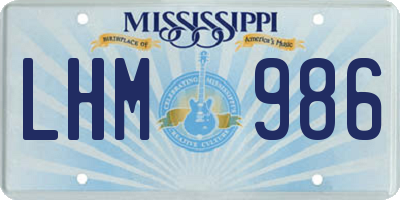 MS license plate LHM986