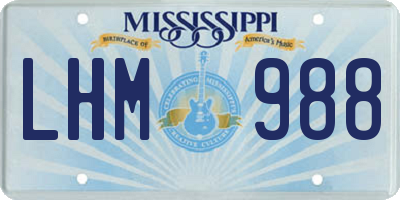 MS license plate LHM988