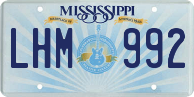 MS license plate LHM992