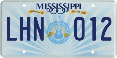MS license plate LHN012