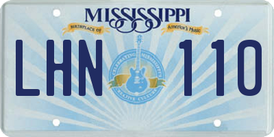 MS license plate LHN110