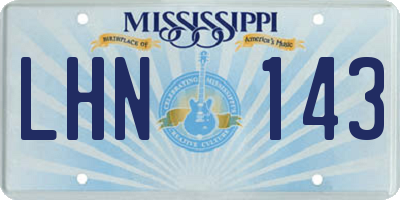 MS license plate LHN143