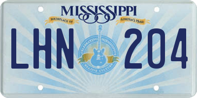 MS license plate LHN204