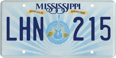 MS license plate LHN215