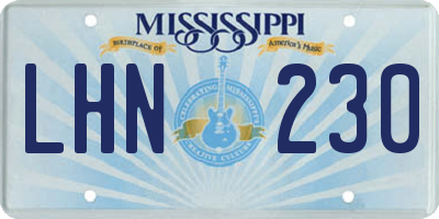 MS license plate LHN230