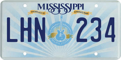 MS license plate LHN234