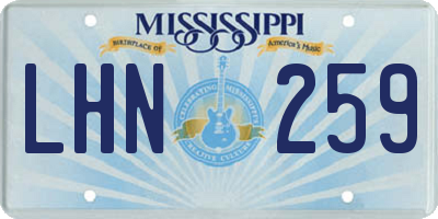MS license plate LHN259