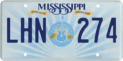 MS license plate LHN274