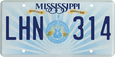 MS license plate LHN314