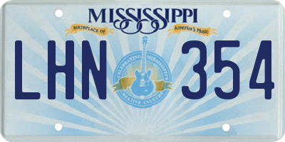 MS license plate LHN354