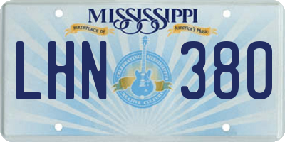 MS license plate LHN380