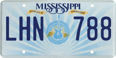 MS license plate LHN788