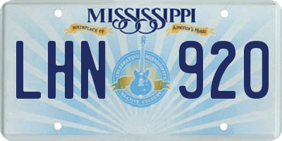 MS license plate LHN920