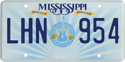 MS license plate LHN954