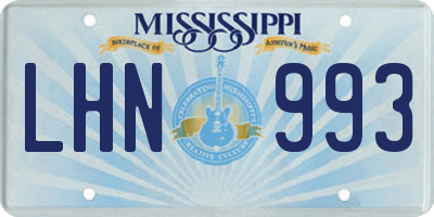 MS license plate LHN993