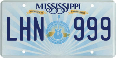 MS license plate LHN999