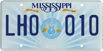 MS license plate LHO010
