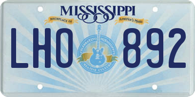 MS license plate LHO892