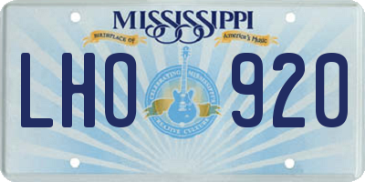 MS license plate LHO920