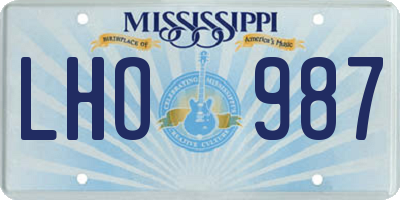 MS license plate LHO987