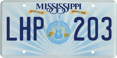 MS license plate LHP203