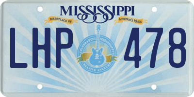 MS license plate LHP478