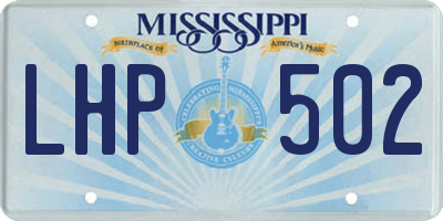 MS license plate LHP502
