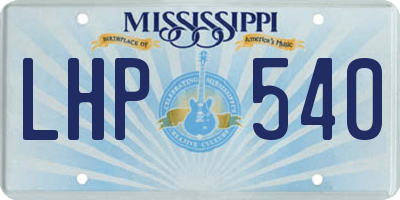 MS license plate LHP540