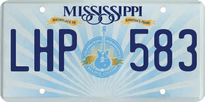 MS license plate LHP583