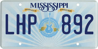 MS license plate LHP892