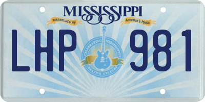 MS license plate LHP981
