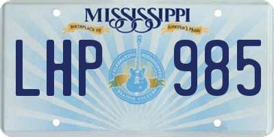 MS license plate LHP985