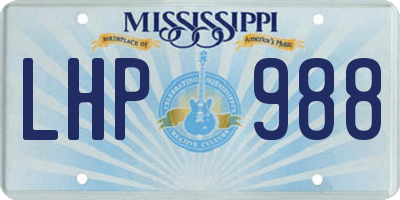 MS license plate LHP988