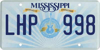 MS license plate LHP998
